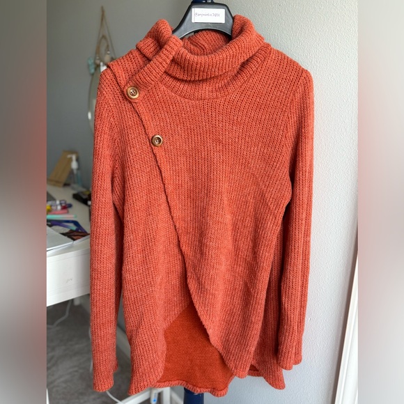 Wonderland by Orange Button Front Wrap Sweater, Size Large - Picture 1 of 16